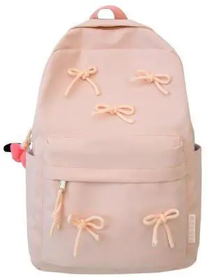 KAOBIO 2025 Trendy Cute Bowknot Backpack for Women Laptop Daypack Y2k Preppy Aesthetic Backpack Kawaii Coquette Backpack (Pink)