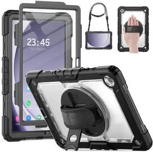 HXCASEAC Case for Samsung Galaxy Tab A9+ Plus 11 Inch Kids, Protective with Screen Protector/Hand Strap/Pen Holder, Sturdy Shockproof for Samsung A9 Plus Tablet Case SM-X210 SM-X216 SM-X218 - Clear