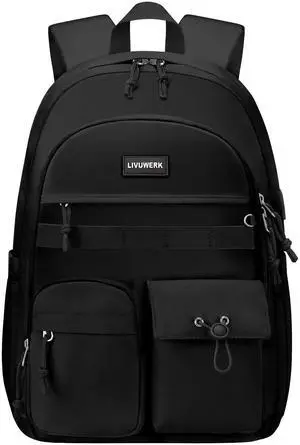 School Laptop Backpack for Girls Boys: Casual Middle High School Backpacks 15.6 Inch College Bookbag with USB Charging Port Waterproof Travel Back Pack Cute Work Book Bag for Teens Students Women Men