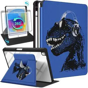 Uppuppy for iPad 9th/8th/7th/Air 3rd Generation Case 10.2& for iPad Pro 10.5 Inch Cases 360 Degree Rotating Stand Folio Cover with Pencil Holder Cute Boys Kawaii Cartoon for Apple iPad 2021/2020/2019