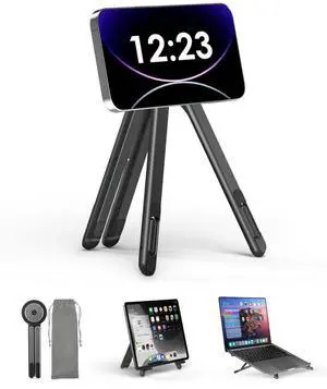 SupeDesk Magnetic Phone Tripod, 3-in-1 Multi-Functional Stand for iPhone, iPad, Laptop, 8-Level Height Adjustable & Portable Laptop Stand, Aluminum Alloy, Phone Stand Tripod 4-13 inch Phones/Tablets