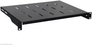 RAISING ELECTRONICS 1U Black Flexible 14inch (350mm) deep Cantilever Server Shelf Vented Rack Mount 19inch