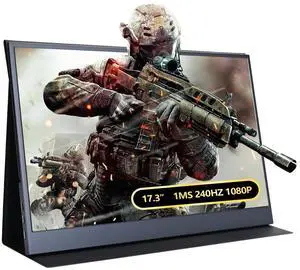 G-STORY 17.3 Portable Monitor 240Hz Laptop Monitor Stereo Speakers, 1ms, IPS Second Screen FreeSync 1080P, HDMI, for PS5 for Xbox Series x/s NS