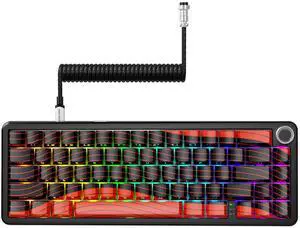 Attack Shark X65PRO HE Rapid Trigger Magnetic Mechanical Keyboard,60% Hot Swappable,Hall Effect Sensor,Adjustable Actuation,Tri-Mode RGB, 8KHz Polling Rate with Coiled Cable for MOBA/FPS/RTS-Red