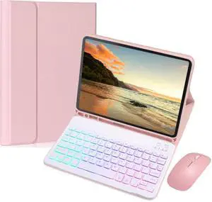 Keyboard Case for iPad Pro 13 inch (M5/M4) 2025/2024 with Mouse, 7 Colors Rainbow Backlit Magnetic Detachable Keyboard Cover with Pencil Holder,Pink Keyboard Case for iPad Pro 13 inch (M5/M4) 2025/2024 with Mouse, 7 Colors Rainbow Backlit Magnetic Detachable Keyboard Cover with Pencil Holder,Pink