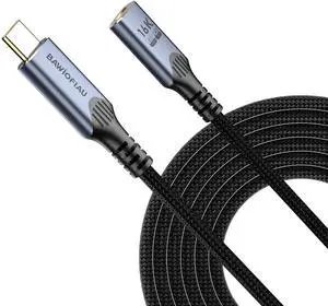 Long 6.6ft/2M USB C to usb c Extension Cable Compatible with Thunderbolt 5, high Speed 80gbps Data Transfer,240w USB 5.0 type c Male to Female Extension Cable 5A Fast Charging,8K/16K Video Display