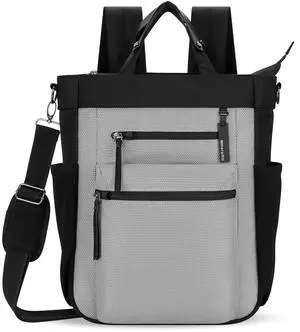 Sherpani Soleil, Anti Theft Convertible Backpack, 3 in 1 Tote Bag,Cross Body Purse, 18L Travel Backpack, Travel Gifts for Women, RFID Protection, Metal Hardware Fits 13 Laptop (Sterling)