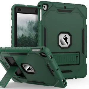 ZoneFoker 9.7" Case for iPad 6th/5th Generation 2018/2017, for iPad Air 2 / Air 1st / Pro 9.7, Heavy Duty Shockproof Protective 9.7 Inch Cover with Built-in Stand for i Pad 6 5 Gen(Deep Green)