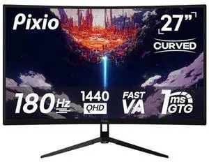 Pixio PXC278 Wave 27 inch 180Hz Refresh Rate QHD 1440p Resolution 1650R Curved Fast VA Panel 1ms GTG Response Time Adaptive Sync HDR Curved Gaming Monitor