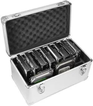GLOTRENDS B10 10-Slot Storage Box for 3.5 Inch Internal Hard Disk, Portable Design for Carrying and Transportation, IP65 Water Resistant, HDD Organizer and Protective Box