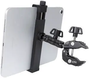 FPN Aluminium Tablet Holder Mount for Spin Bike, iPad Mount Handlebar Clamp for Stroller, Golf Cart, Wheelchair, Scooter, Spin Bike, Music Mic Stand, Compatible with 6.5-12.9" Tablets