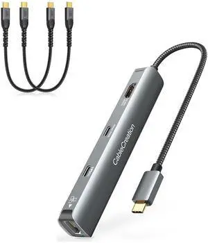 CableCreation 6-in-1 USB-C Hub with 4K 60HZ HDMI *1 Pack Boundle with USB C to USB C Cable *2pack