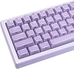 TIMSEKER Purple Crystal Jelly Side Print Keycap Set, Wave Texture Doubleshot ASA Profile Keycap, 142 Keys ABS PC Key Cap for 61/68/84/87/98/104 Gaming Mechanical Keyboard