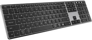 AUSDOM 2.4G Wireless Bluetooth Keyboard Full Size, Quiet Slim Multi-Device Rechargeable Cordless QWERTY Keyboard with Number Pad, Low Profile Silent Flat Universal Keyboards for Computer/Mac/Windows