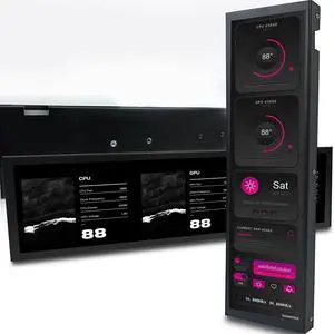 WOWNOVA 9.2" LCD Screen Inside PC Case Computer Temp Monitor Screen, 1 Click 1 Cable to Get Started Quickly PC Temperature Display IPS Sensor Panel CPU RAM HDD Data FPS Mini Monitor (Black)