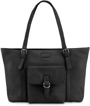 LEABAGS Verona Shopper I Genuine buffalo leather handbag for women, vintage look I Laptop up to 15 inches I Shoulder bag