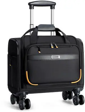 Ponhog Rolling Laptop Bag - Rolling Briefcase with 4 Spinner Wheels, 15.6 Inch 1680D Nylon Water Resistant Computer Bag for Men and Women Work Travel, Black (Black, 15.6in)