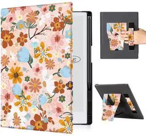 CoBak Case for Remarkable 2 Paper Tablet with Two Viewing Angles- Lightweight and Hard Back Shell Protective Book Folio Cover with Built-in Pen Holder - for 10.3" 2020 Released (with Stand Flowers)