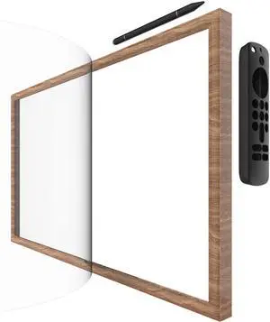 Wooden Frame with Magnet for Echo Show 21, Screen Protector, Magnet Stylus Pen,Magnet Remote Control(Light Brown)