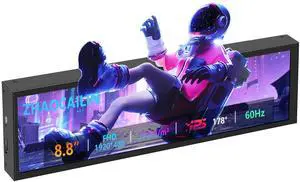 ZHAOCAILIN 8.8 Inch FHD Computer Secondary Screen IPS 1920x480 LCD Display CPU Temperature Monitor with Casing for Computer Case Temperature Windows Aida64 CPU GPU Monitor