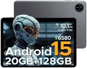 DOOGEE Tab A9 Pro 10 inch Tablet,Android 15 Tablet 20GB+128GB/2TB Expand,Quad Core Gaming Tablets,6580mAh Battery,1280x800 IPS HD Touchscreen,5G WiFi,BT5.0,Dual Speakers,Dual Camera,Face Unlock