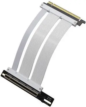 GIGA-MEGA PCIe X16 GEN5 Right Angle Riser Cable PCIe 4.0 and 5.0 with GPU Vertical Mount Bracket for RTX4090,RTX5090D, RX7900XT, RX9070 ATX (20CM GEN5 White)