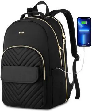 Breold Backpack Women for 17.3 Inch Laptop,Black,School Bookbag for Teen Girls,College Backpack for Trip Work Business Middle School,Mochila para Mujer Niña Estudiante Adolescente