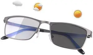 Vepiant Blue Light Blocking Glasses Photochromic Transition Sunglasses Retro UV Protection Spring Hinge Computer Eyewear for Men Women Anti Glare Smart Tint Full Rim Anti Eyestrain Gaming Eyeglasses