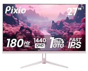 Pixio PX278 Wave Pink 27 inch 180Hz Refresh Rate QHD 1440p Resolution Fast IPS Panel 1ms GTG Response Time Pink Gaming Monitor with FreeSync
