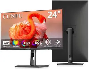 CUNPU 24 Inch 4K Computer Monitor, UHD (3840 x 2160) IPS Panel for Photo Video Editing, E < 2, 185PPI, DCI-P3 100%, 1.07B+ Colors, HDR10, VESA, Height Adjustable, Vertical, Built-in Dual Speakers CUNPU 24 Inch 4K Computer Monitor, UHD (3840 x 2160) IPS Panel for Photo Video Editing, E < 2, 185PPI, DCI-P3 100%, 1.07B+ Colors, HDR10, VESA, Height Adjustable, Vertical, Built-in Dual Speakers