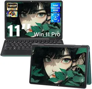 Svikou 11" Green 2-in-1 Convertible Touchscreen Laptop, FHD (1920x1200) IPS Display, in tel N100 Processor, 16GB RAM 1TB SSD, Facial Recognition, Backlit KB, USB-C,Win 11 Pro for Students & Travel