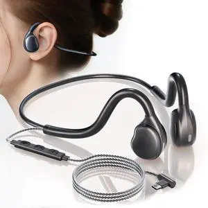 USB-C Wired Headphones,Open Ear Headphones with Mic, Plug in Headset with Premium Sound Type-C Headset Perfect for with Laptop, New iPhone 15 & 16, Samsung & Android Type C Phones- Black