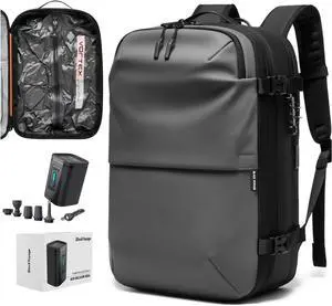 BlackVoyage Vortex Vacuum Seal Travel Backpack Exapandable Air Compression System Water Resistant TSA Lock Carry-On Suitcase Luggage Gray AERO - Vacuum Pump Included