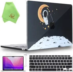 UESWILL 4in1 Compatible with 2022-2025 MacBook Air 13 inch M2 M3 M4 Case A2681 A3113 A3240, Hard Shell Case + Keyboard Cover + Screen Protector + Microfiber Cloth, Astronaut B
