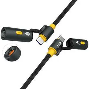 chubbycable ChubbyWild 240W Rugged Charging Cable with Arc Ignite and Emergency Light USB C Fast Charging Cable for Outdoor Emergency Use, 240W  Coil Lighter & LED-Yellow