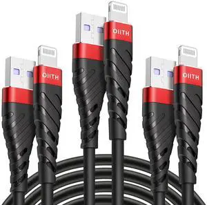 OIITH Apple MFi Certified iPhone Charger Cable 3 Pack 6 Ft, Long Lightning Charging Cord, Fast 2.4A iPhone USB Cord Compatible with iPhone12/11/XS/Max/XR/X/8/8P/7P/6