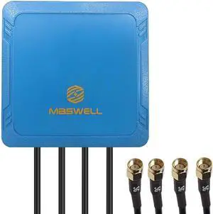 Maswell 4X4 MIMO 5G External Antenna, Omni 700-6000MHz | 4G+ LTE-A 5G NR 5G | WiFi 6 Bluetooth | Screw Adhesive Mount, SMA Male 3dBi Low Gain Outdoor for IoT M2M, NOT for Boosting