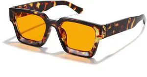 ZIHVEUC Trendy Amber Blue Light Blocking Glasses Orange Lens for Better Sleep,Computer Eye Strain Men Women Gaming GlassesSquare (Leopard)