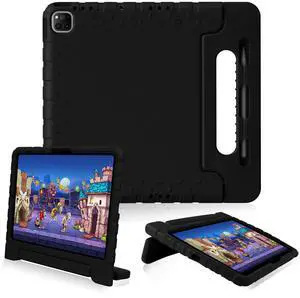 E-puhate for iPad Pro 13 inch Case 2024 with Pencil Holder and Anti-Slip Hand Stand, Super Protection Rugged EVA Shockproof Kids Cover Compatible with iPad Pro 13-inch (M4)-Black