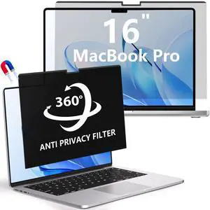 LUSA DESIGN Magnetic Privacy Screen for Macbook Pro 16 Inch (2021-2024, M1, M2, M3, M4), Removable Anti Glare Blue Light Macbook Pro Screen Protector, 360° Anti Spy and Easy Install Shield