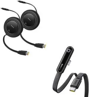 Baseus Retractable USB C Cable, 100W 2Pack 6.6ft USB C to USB C Fast Charging Retractable Type Cable USB C Cable, 100W 5A Fast Charging USB C to USB C Cable, Right Angle USB C Charger Cable