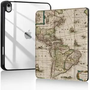 Trizoanic for iPad 11th/10th Gen Case 2025/2022 | Slim Cover w/Auto Wake, 2-Stand & Pencil Slot, Anti-Yellow Clear, Ancient Map
