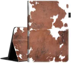 Case for All Amazon Kindle Fire 7 Tablet (9th/7th/5th Generation, 2019/2017/2015 Version) 7 inch, Multi-Angle View Adjustable Stand Auto Wake/Slee,Cowhide Farm Animal Skin Leopard Brown Cow
