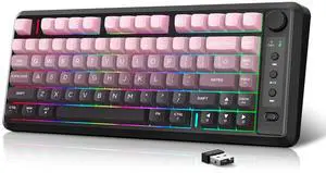 L400 Dual-Mode Wireless Gaming Keyboard (Bluetooth/2.4G), 75% Compact Layout, Volume Knob, RGB Backlit, Long Battery Life, Quiet Mechanical Feel Keyboard, 24-Key for PC/Mac (Black)