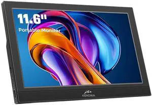 Kenowa Portable Monitor 11.6 Inch, FHD 1080P LED Screen Small HDMI Monitor with Dual USB C HDMI, External Display for Laptop Mac Phone PC PS4/5 Xbox, Built in Speakers