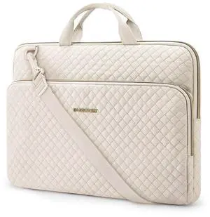 BAGSMART 15.6 Inch Laptop Shoulder Bag, Laptop Sleeve Compatible with MacBook Pro 16 Inch,15.6 Inch HP,Dell,Acer Aspire,Asus Notebook, Protective Case with Shoulder Strap,Pocket,Handle, Beige
