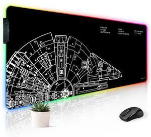 Stanoha RGB Mousepad LED Desk Mat Gaming Large Keyboard Cute Desktop Computer Laptop 14 Light XXL Long Giant Big Cool Modern Design Unique for Men Boys Gamer Oversized Wide 30x12'' Mousepad, Wars