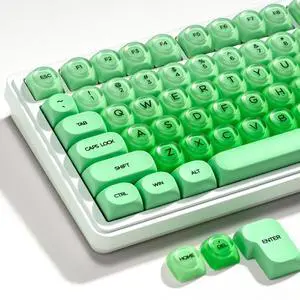 PBT Keycaps, XVX Green Apple Jelly HOA Profile, 132-Key Cute Custom Keycaps (for Mechanical Keyboards with Cherry/Gateron MX Switches)-Apple Green