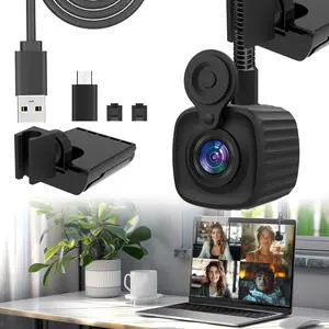 Webcam 4K Eye Center Cam Middle Autofocus Flexible Gooseneck Arm Center Camera Noise-Canceling Mic, USB Plug-and-Play & Privacy CoverZoom/Teams for PC Conferencing, Home Office Work, Remote Calls
