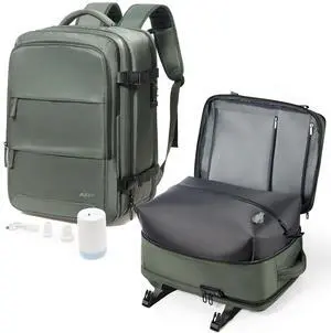 VGCUB Travel Vacpack Backpack with Electric Pump Vacuum System Storage Compression Carry on Laptop Work Business Waterproof College Backpack with Combination Lock for Women Men Green